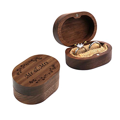 Rustic Wedding Ring Box - Mr & Mrs Wooden Engagement Holder