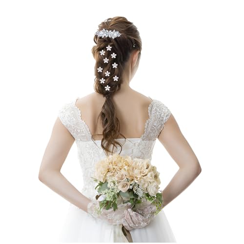 WHAVEL 14 Pcs Rhinestone Hair Clips and Flower Barrettes for Wedding