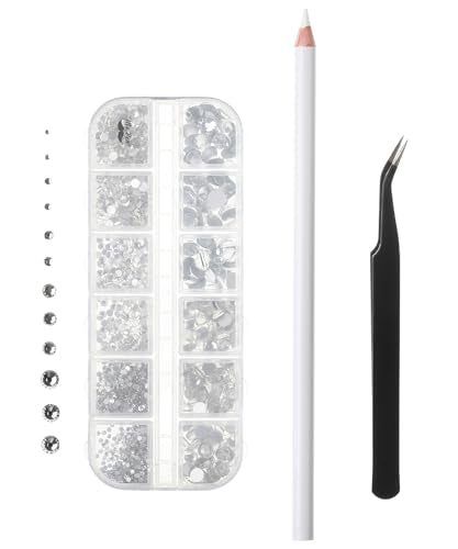 Mr. Pen Clear Flatback Rhinestones 2000 Pcs with Tweezer and Picking Pen