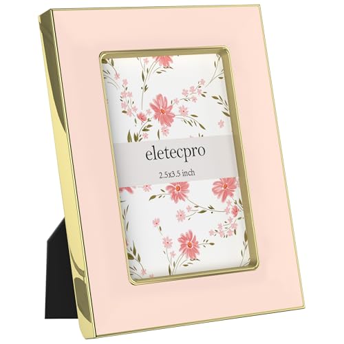 eletecpro 2.5x3.5 Pink Enamel Picture Frame with Real Glass - 1 Pack