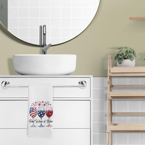 AHNWICNR Red & Blue Patriotic Wine Kitchen Towels - 5th Color, 16x24in