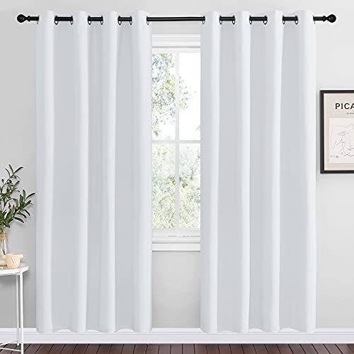 NICETOWN Thermal Insulated Room Darkening Curtains - 2 Panels 55x78, Greyish White