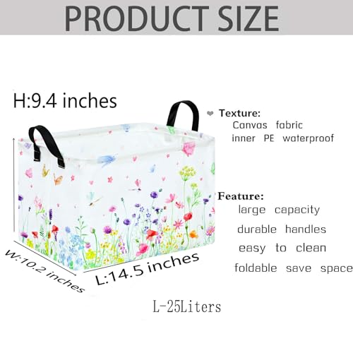 KUNRO Spring Flower Storage Basket | Rectangle Organizer for Laundry & Nursery
