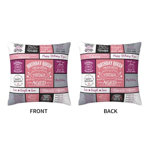 Pink Birthday Queen Pillowcase 18x18 for Women - Cozy Gift