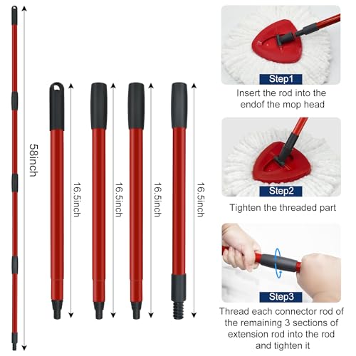 O-Cedar Mop Handle Replacement, Adjustable 30-58" Iron Stick