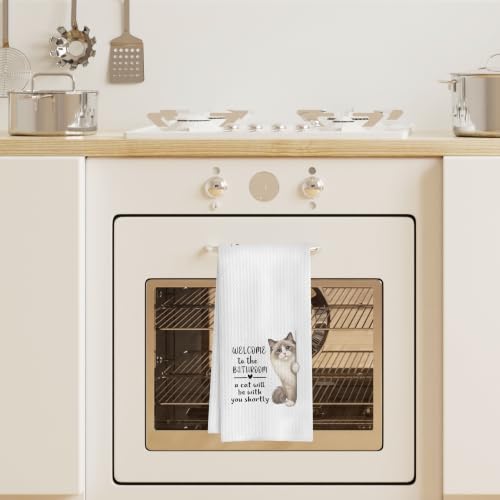 Funny Cat Bathroom Towels - 16x24 Inch Decorative Towel-06