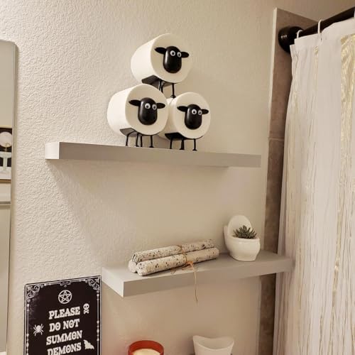 3-Pack Sheep Toilet Paper Holder Set - Cute Bathroom Organizer, Wall & Counter Mount
