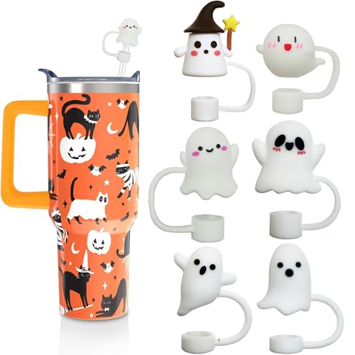 6-Pack Halloween Silicone Straw Cover Caps for Stanley Tumblers
