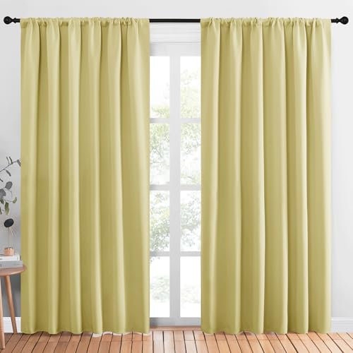 NICETOWN Blackout Curtains - Elegant Paler Yellow Drapes, 70x84