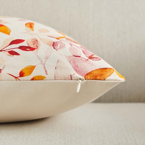 YZJZEDS 20x20 Inch Cotton Fall Pillow Covers Set of 2 Watercolor Leaf Print Farmhouse Decor