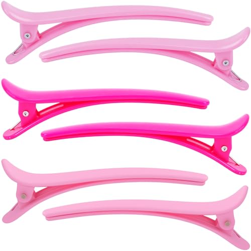 HINZIC Plastic Alligator Hair Clips - 6 Pack Flat Duckbill Styling Barrettes