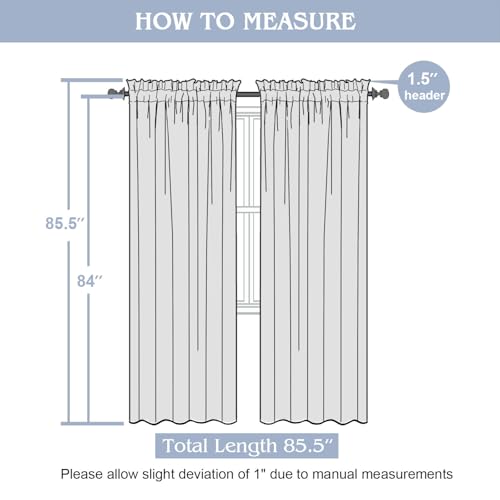Gwine Sage Green Sheer Curtains, 84 Inch Length, 2 Panels Set