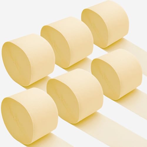 Oun Nana Yellow-701 Crepe Paper Streamers 6 Rolls 738 Ft for Party Decorations