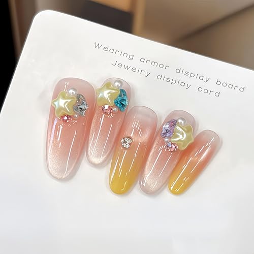 Tephrent 300Pcs 3D Star Nail Charms Aurora Resin Flatback Rhinestones