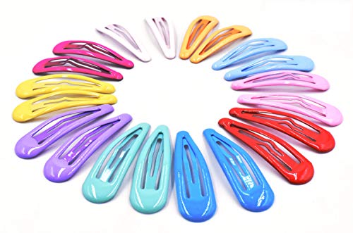 Art&Beauty 20-Piece Colorful Glossy Metal Snap Hair Barrettes 2 Inch