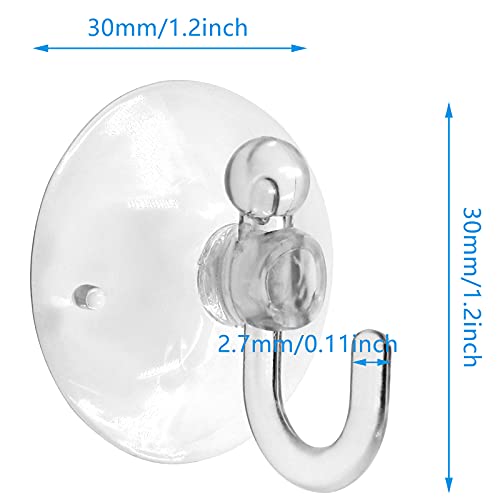 20Pcs Clear Suction Cups with Rings - 30mm Reusable Hook Hangers