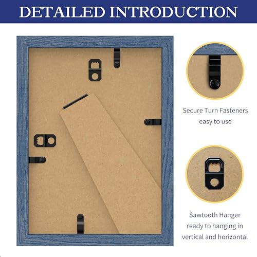 An&He 5x7 Inch Picture Frame, Blue Minimalist Photo Frame for Wall or Desk
