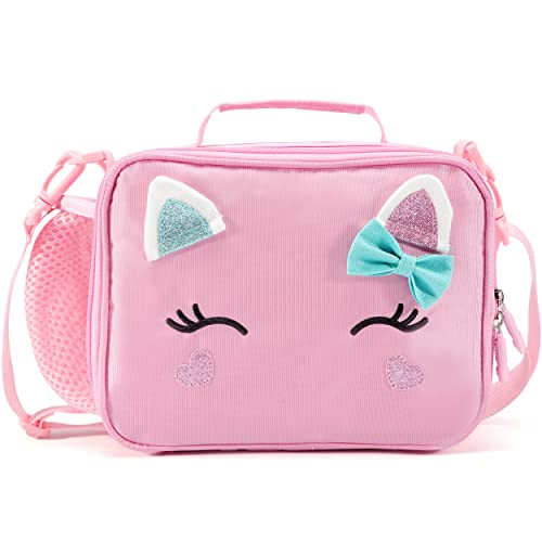 AO ALI VICTORY Insulated Lunch Bag for Girls - Cat Pattern B-PINK