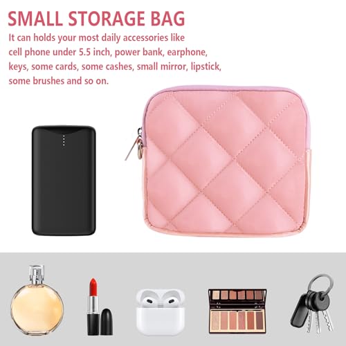 Aatacas Small Quilted Makeup Bag - Puffer Travel Cosmetic Organizer