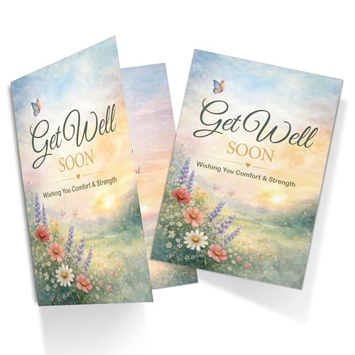 Get Well Soon Card - Floral Meadow Design with Comforting Verse - A5