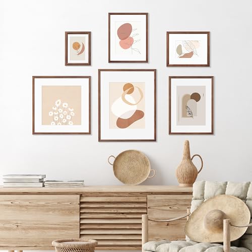 Venusmiles 5x7 Solid Walnut Picture Frame with Removable Mat