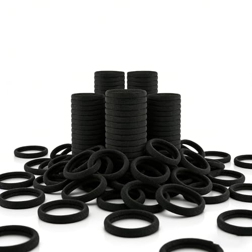 Ereesin 120PCS 4CM Black Hair Ties - Seamless Soft Elastic Ponytail Holders