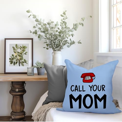 Funny Call Your Mom Pillow Cover 18x18 - Cozy Flannel Dorm Decor