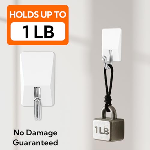 Damage-Free Wire Toggle Hooks Set with Adhesive Strips - 1 lb Capacity