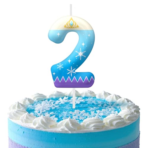 Blue Number 2 Birthday Candle - Cartoon Cake Topper for Boys & Girls