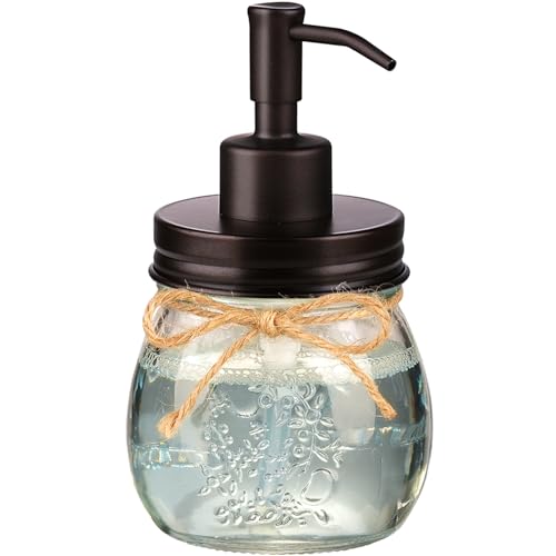 Amolliar Mason Jar Liquid Soap Dispenser - 10oz Glass Pump - Bronze
