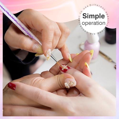 TOCOLES 5 Pcs Nail Art Brush Set Double-Ended Liner Brushes & Dotting Pens