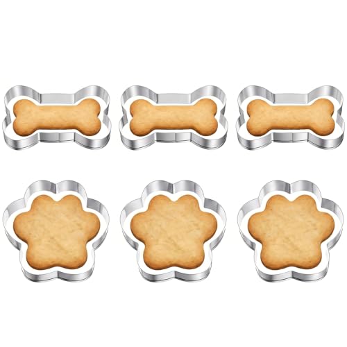 6-Piece Stainless Steel Dog Bone & Paw Cookie Cutter Set