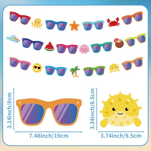 Summer Party Decorations Sunglasses Banner - Tropical Luau Supplies