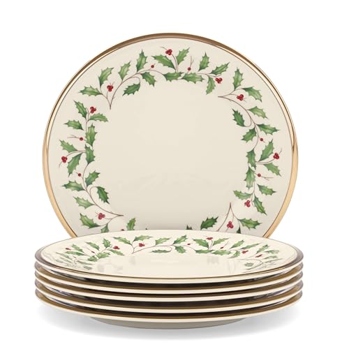 Lenox Holiday Porcelain Salad Plate Set for 6 - Christmas Dinnerware