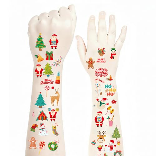 Christmas Temporary Tattoos for Kids - 12 Sheets Holiday Party Favors