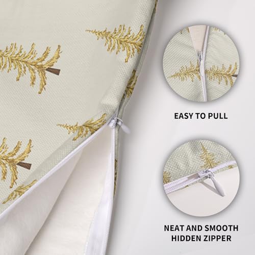 Gold Christmas Pillow Covers 18x18 (Set of 2) - Rustic Decorative Cushion Cases