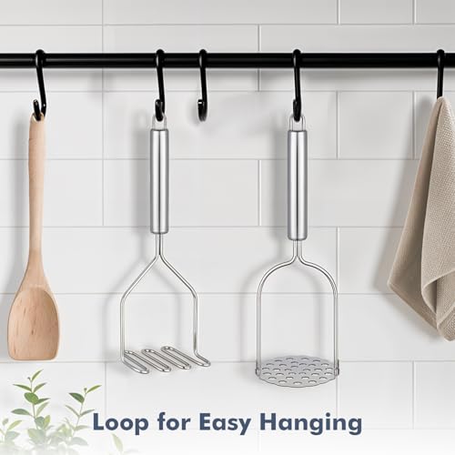2PCS Stainless Steel Potato Masher Set - Zigzag & Flower Design