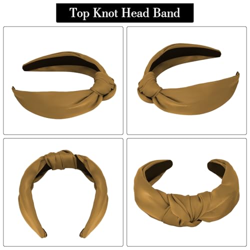 Ondder Coffee Wide Knotted Headband for Women Non Slip Hair Accessory