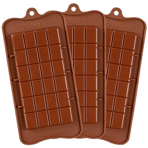 Non-Stick Silicone Chocolate Bar Molds - 3 Pack Food Grade