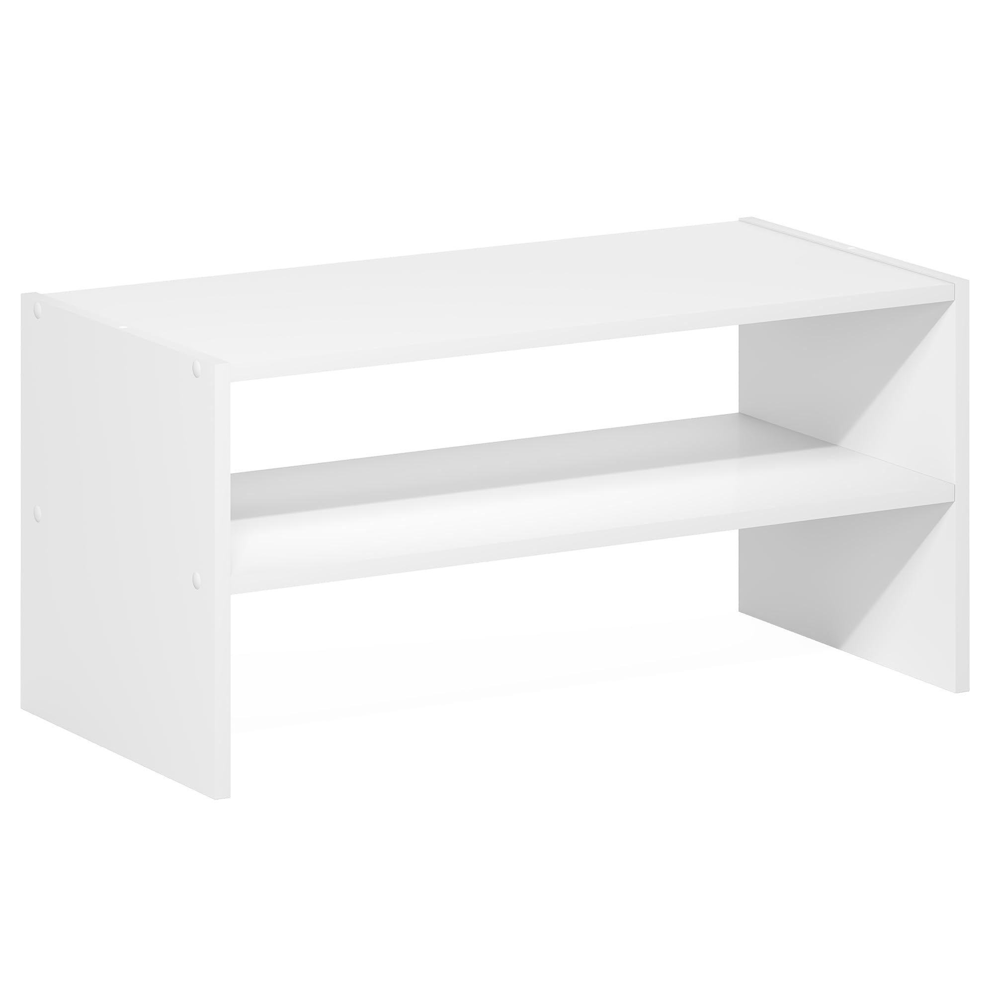 Furinno FANO Shoe Rack, 24-Inch Width 2-Tier Shoe Organizer, Stackable Shoes Storage, 11.7 x 24.2 x 11.7, for Closet Entryway, Office, Garage, White