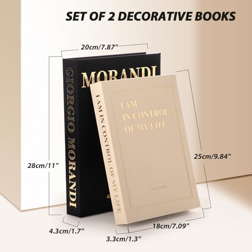 Dark Blue & Beige Decorative Faux Book Set - 2 Piece Storage