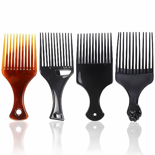 Kootinn 4-Pack Wide-Tooth Afro Hair Pick Combs for Volume and Styling