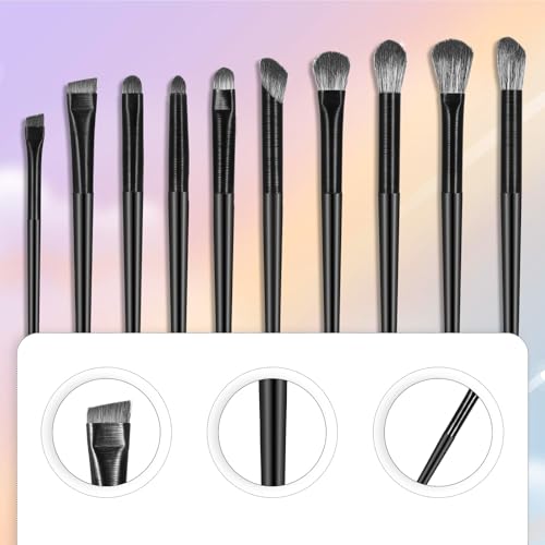 10 Pcs Professional Eye Makeup Brush Set - Synthetic Blending & Eyeliner