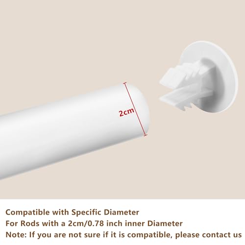 12 Pcs Closet Rod End Caps - Wear-Resistant Plastic for 20mm Rods, Moonoom