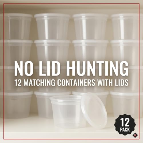 Mr Miracle 16 oz Clear Deli Containers with Lids - 12 Pack