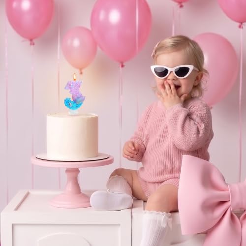 Pink Blue Mermaid Number 5 Cake Candles - 2.76 Inch Birthday Party Decorations