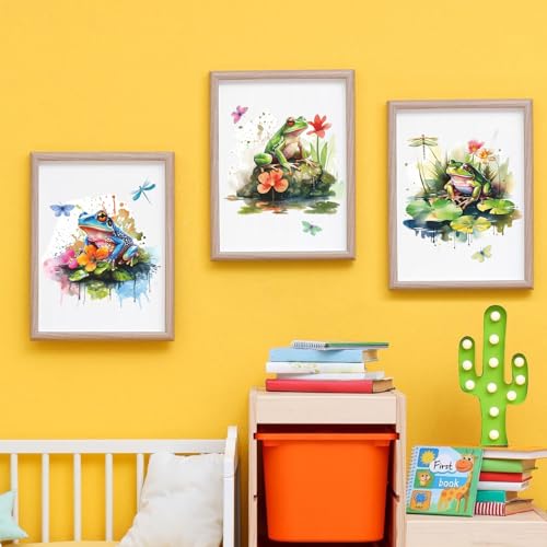 3 Pcs Green Frog Wall Decals - Cute Cartoon Toilet Lid Stickers - 3999-Frog