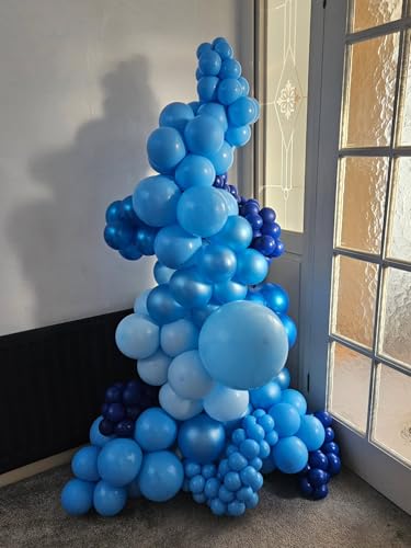 Blue Balloon Arch Kit - 102pcs Royal, Pastel & Metallic Blue Balloons