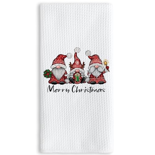 Christmas Kitchen Towels 16x24 Inches Santa Gnomes Holiday Dish Hand Towel