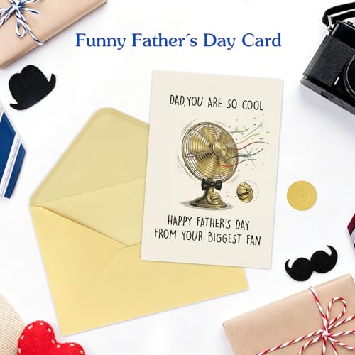 Funny Father's Day Card for Dad - Biggest Fan Design with Gold Envelope